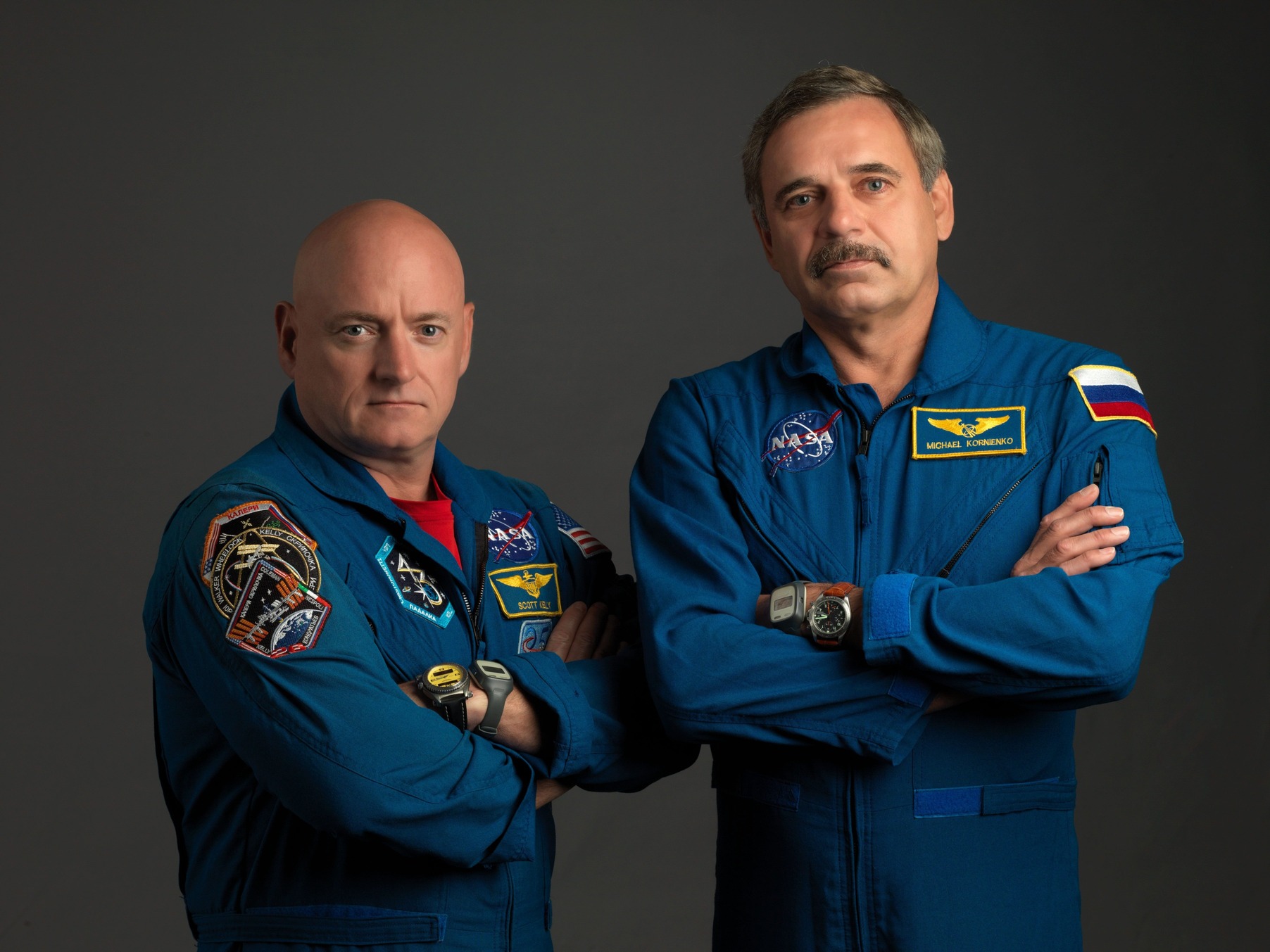 Астронавт NASA Скотт Келлі та російський космонавт Михайло Корнієнко