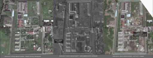 Подозревающие земляные работы в Оленивке Спутниковые снимки колонии в Еленовке в апреле