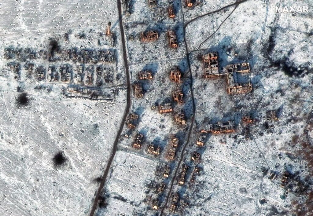 Спутниковый снимок Соледара Спутниковый снимок Соледара