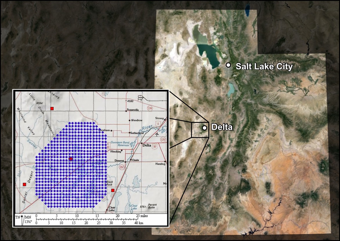 Карта масиву Telescope Array
