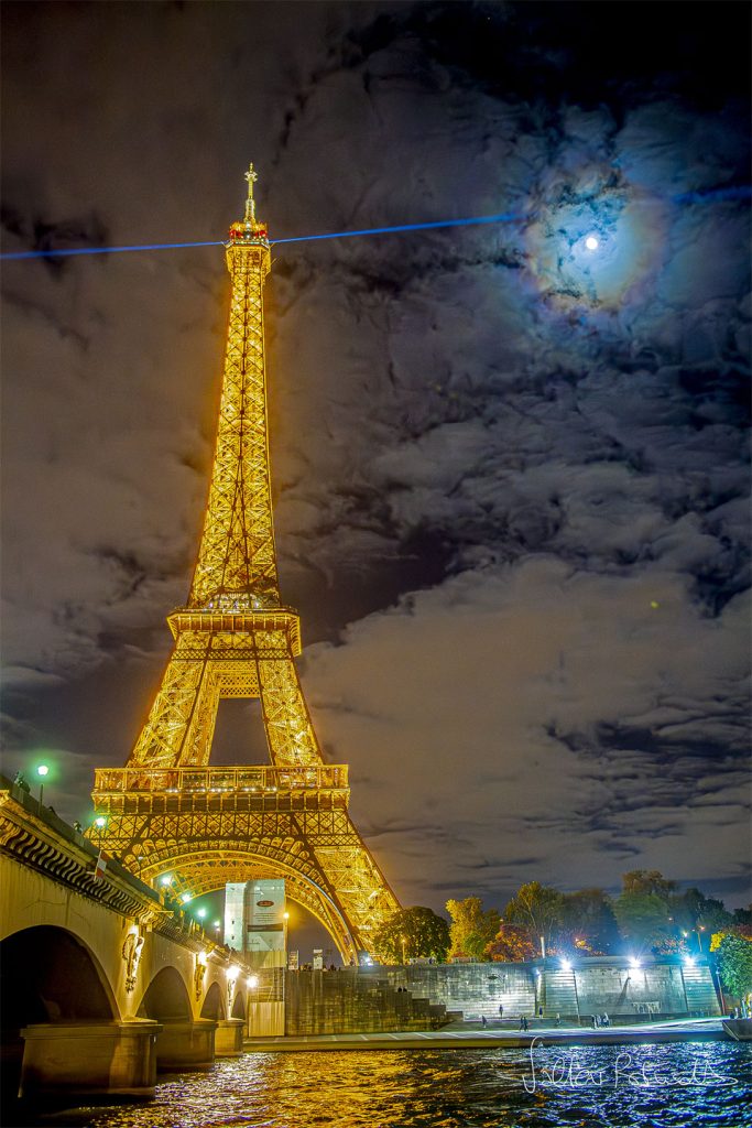 Cloudy Night. A Lunar Corona over Paris