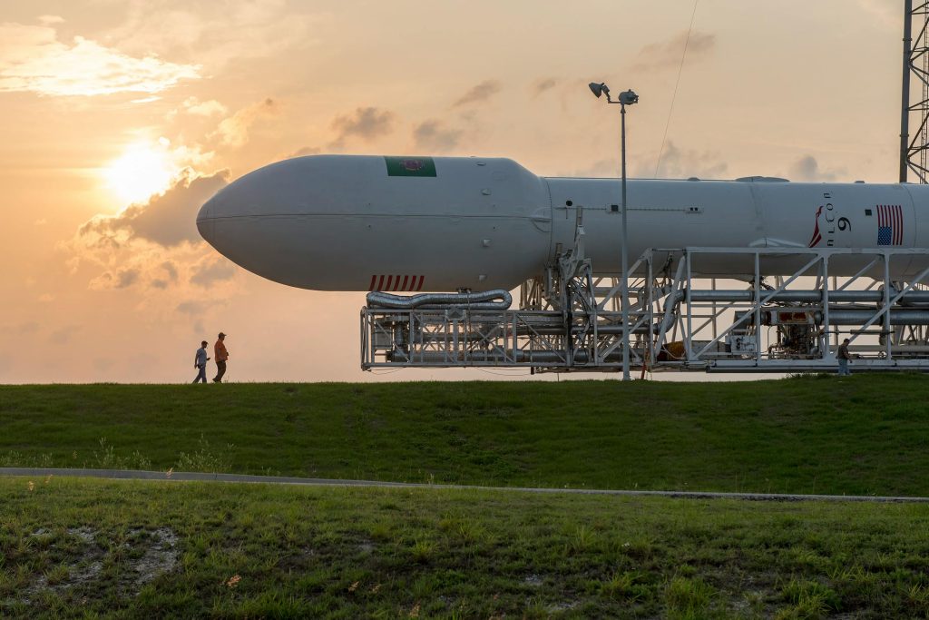 SpaceX Falcon 9 rocket on the launch pad