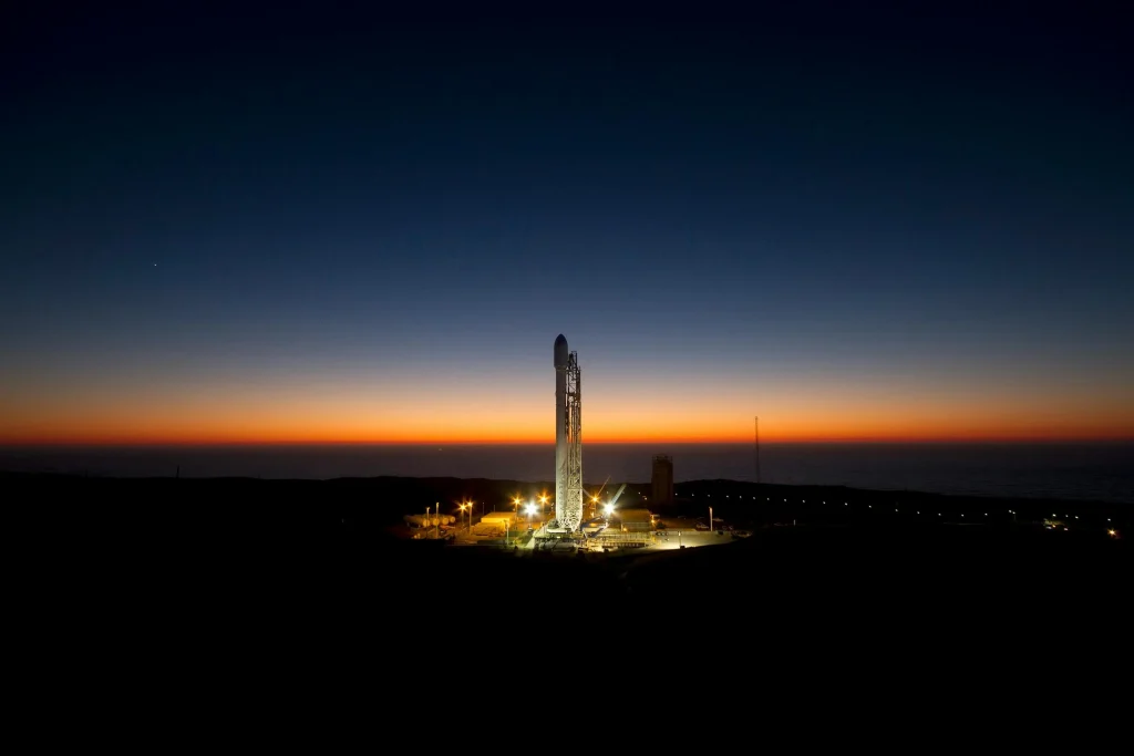 methane rocket fuel. Rocket on the launch pad