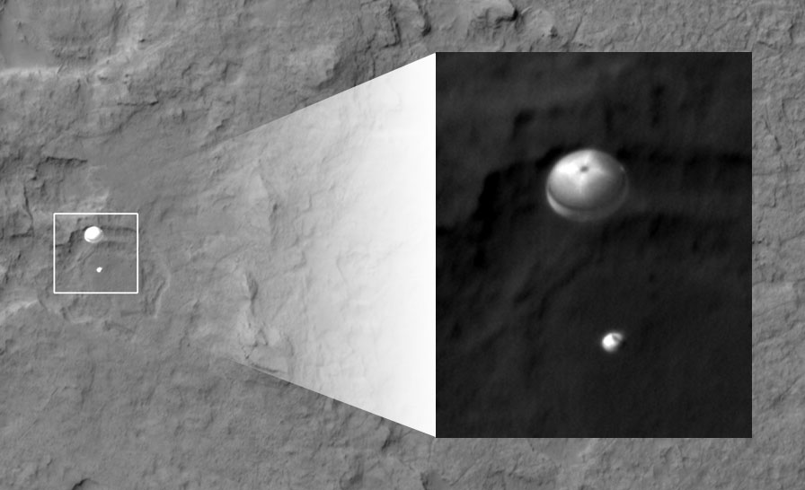 Посадка Curiosity, отснятая MRO