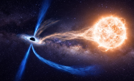 Scientific illustration of the Cygnus X-1 binary system