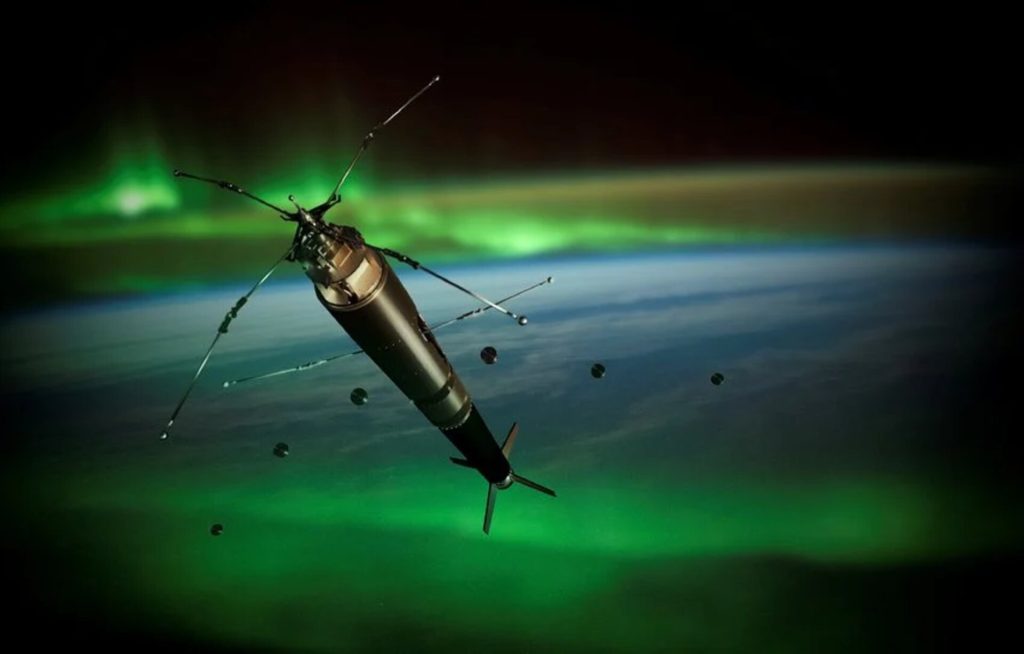 Художня ілюстрація місії 4DSpace-Daedalus (ICI-5b) з дочірніми субкорисними навантаженнями в верхній атмосфері Землі