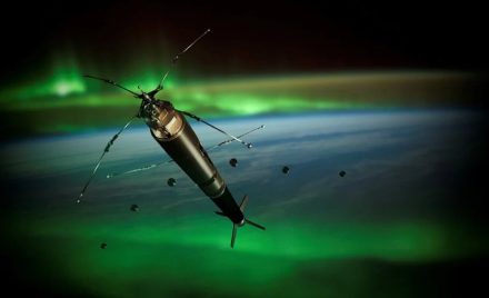 Художня ілюстрація місії 4DSpace-Daedalus (ICI-5b) з дочірніми субкорисними навантаженнями в верхній атмосфері Землі