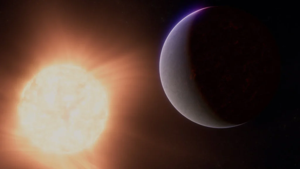 Художнє зображення екзопланети 55 Cancri e з потенційною атмосферою