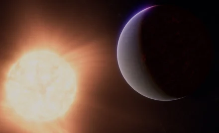 Художнє зображення екзопланети 55 Cancri e з потенційною атмосферою