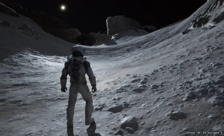 Астронавт досліджує поверхню Місяця у відеогрі Lunar Strike