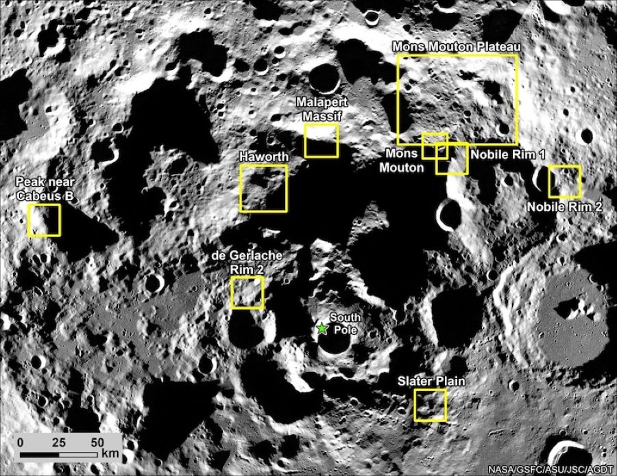 Дев'ять можливих місць посадки для майбутніх місій Artemis