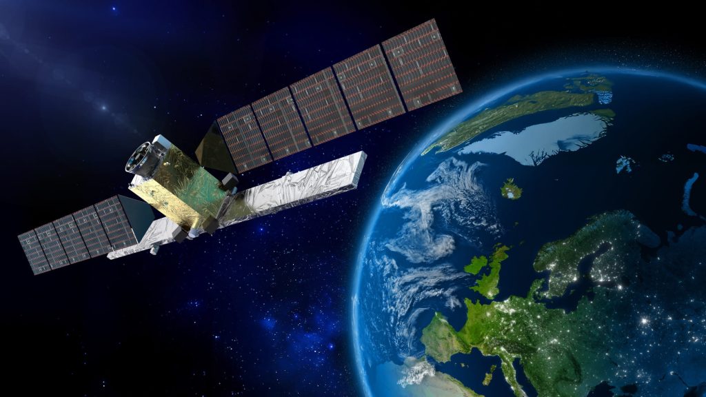 Художнє зображення супутника Sentinel-1 NG на орбіті Землі